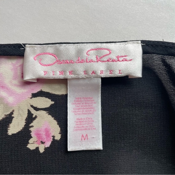 Black Floral Lingerie set Oscar de la Renta Robe Nightgown Rose 2 Piece Med Alt - Picture 12 of 16